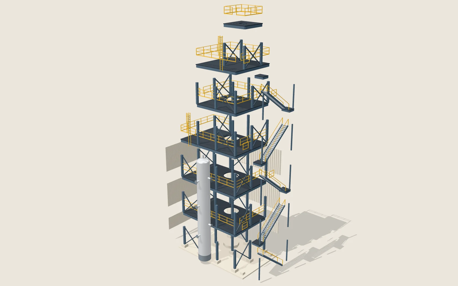 The process structure exploded level by level.
